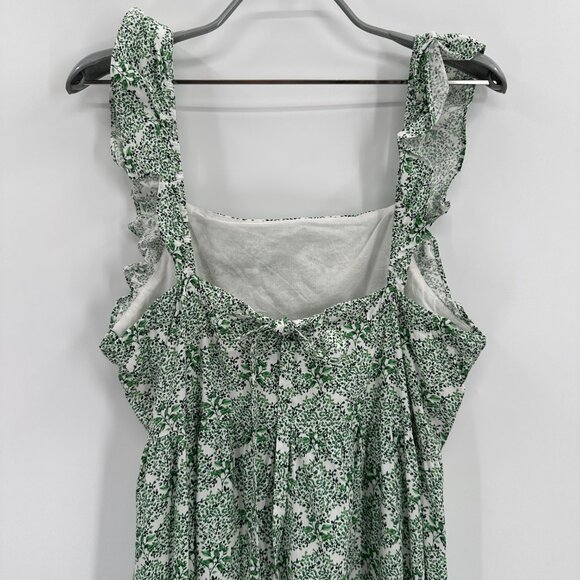 Gal Meets Glam Green Floral Sloane Maxi Dress 100% Cotton Sleeveless Lined US 8 - Picture 2 of 7